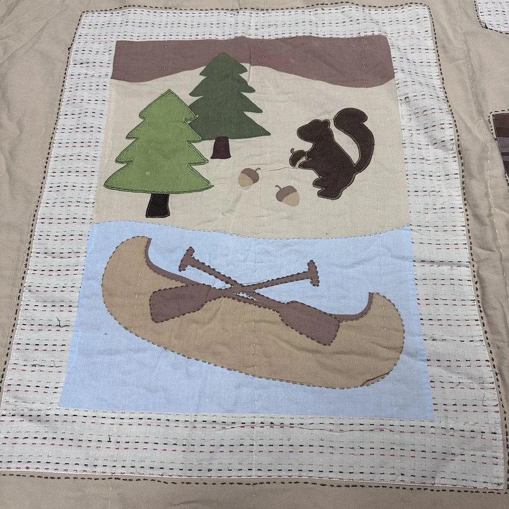 Woolrich Twin Quilt Sham Set Kids Big Bear Campground Camp Cabin Wilderness 2Pc